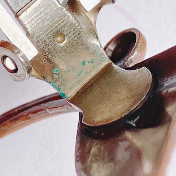 VTG Clip On Earrings Signed Copper Bell 1950s Leaf Figural Mid Century Jewelry - Picture 10 of 10